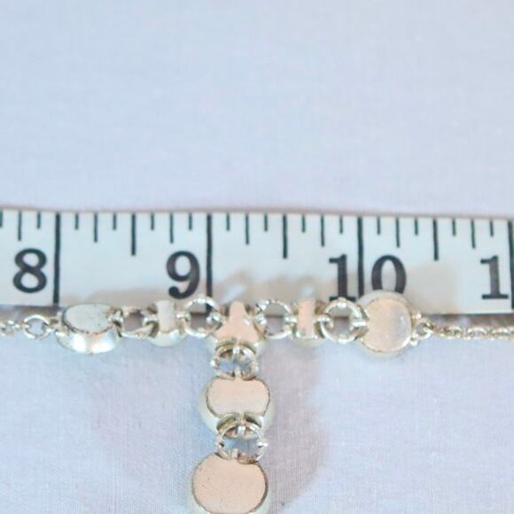 Liz Claiborne Y Pendant Necklace SIlver Tone Chain Faceted Pastel Crystal Stones - Picture 7 of 9